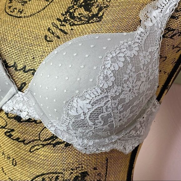 Victoria’s Secret Dream Angels Push Up Bra Lace Polka Dot Convertible Gray 32D - Picture 7 of 13